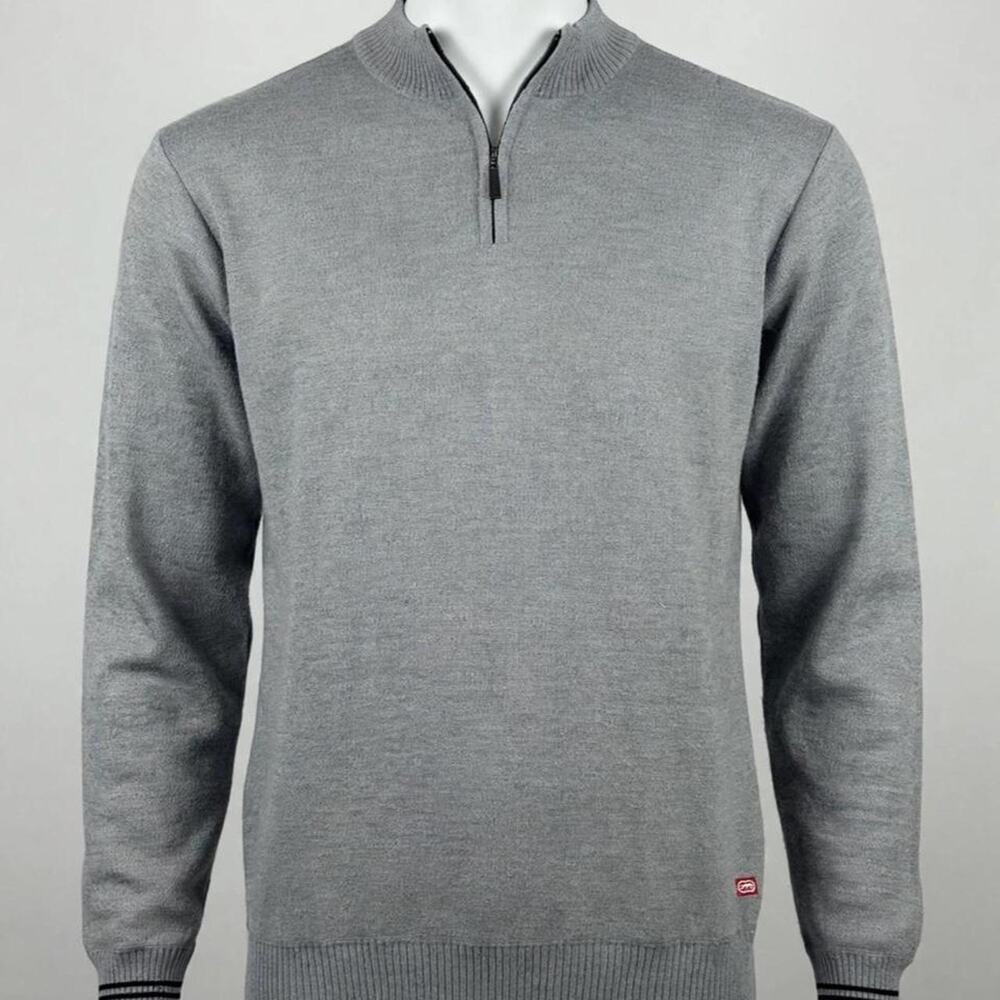 Vtg Ecko Unltd Quarter Zip Sweater Mens XXL Gray Mock Neck Rhino Brand 90s Y2K